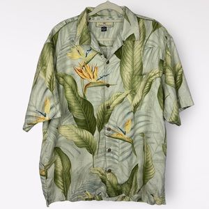 Tommy Bahama 100% Silk Tropical Hawaiian Button Down Birds of Paradise Medium